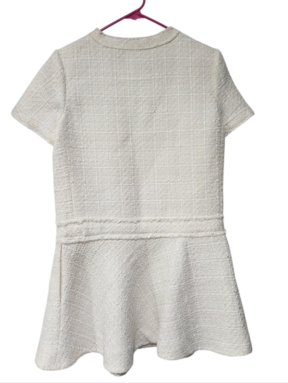 Zara Short Textured Tweed Dress Ecru White Size S - Picture 4 of 8